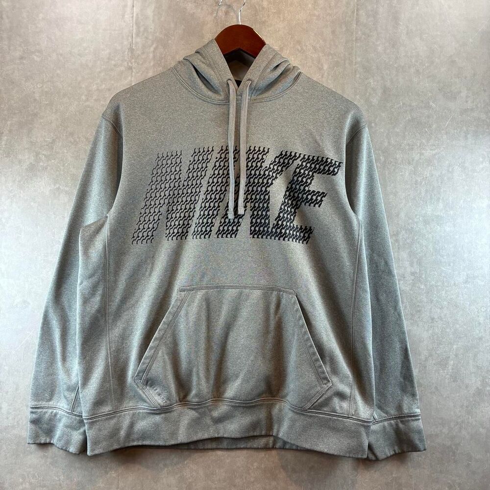 Nike Men's Grey and Silver Hoodie